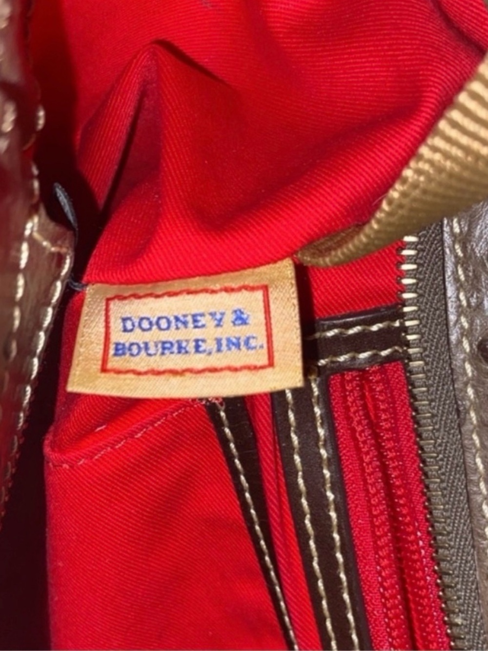 Dooney & Bourke Brown Ostrich-Style Satchel with Dark Trim - Picture 5 of 5